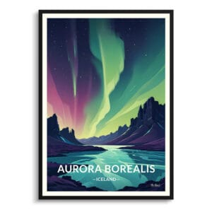 Aurora Borealis Iceland Travel Poster - Wall Art Print