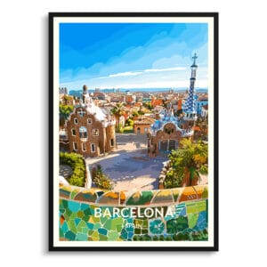 Barcelona Spain Park Guell Travel Poster - Wall Art Print