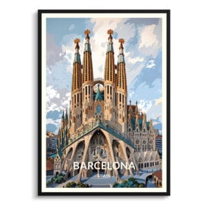 Barcelona Spain Sagrada Familia Travel Poster - Wall Art Print