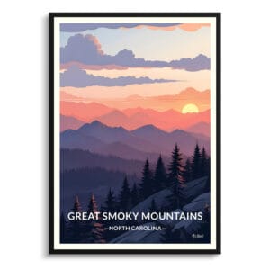 Great Smoky Mountains North Carolina Travel Poster - Wall Art Print
